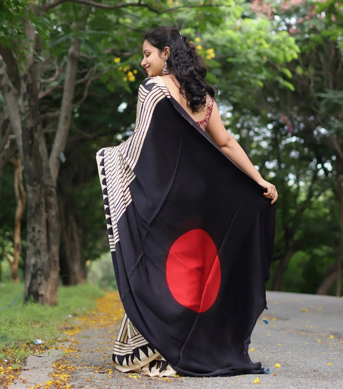 Ajrakh Modal Silk Saree