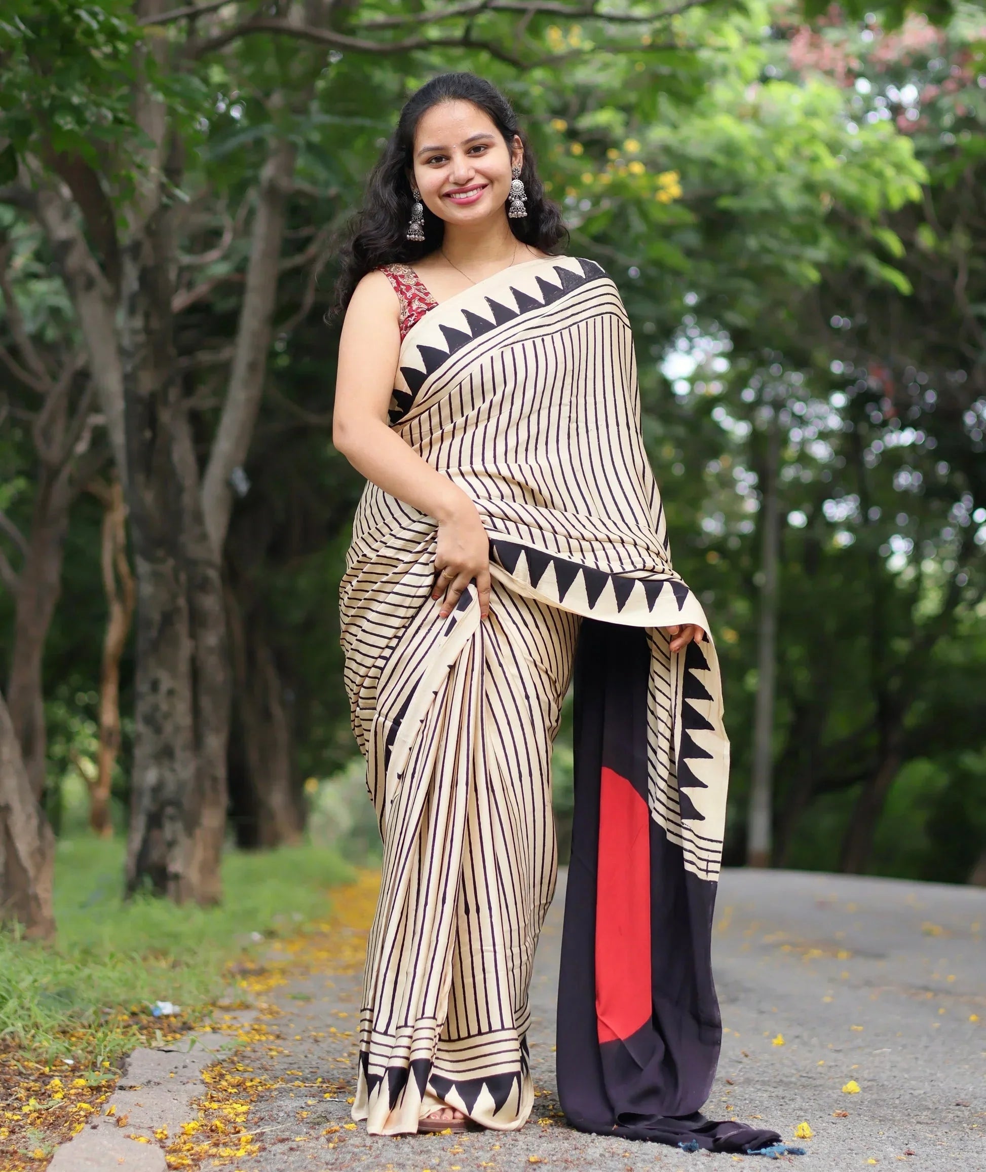 Ajrakh Modal Silk Saree