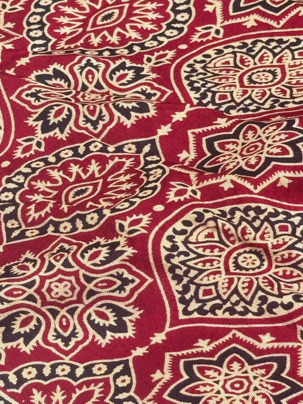 Maroon Ajrakh Hand Block Modal Silk Saree With Fancy Ajrakh Pallu