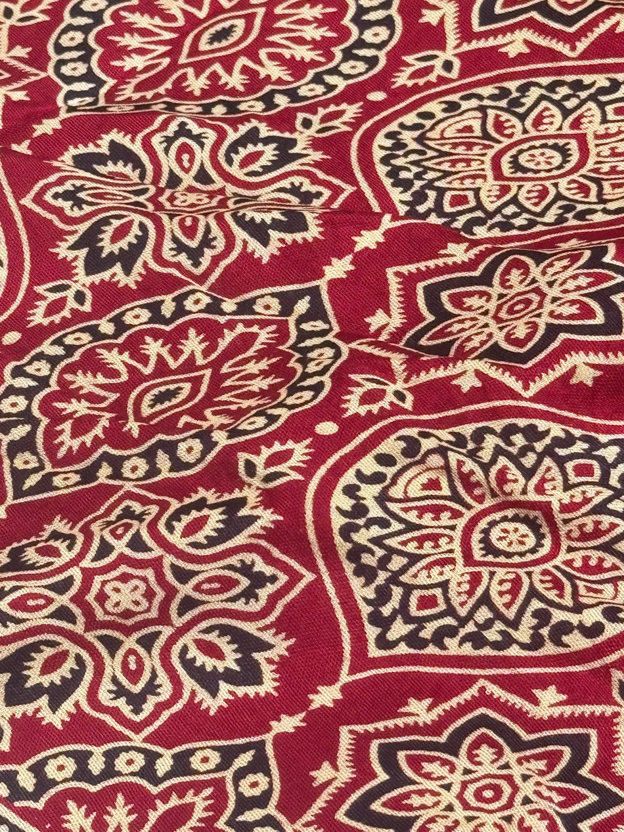 Maroon Ajrakh Hand Block Modal Silk Saree With Fancy Ajrakh Pallu