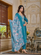 Sky blue Color Viscoz Rayon Casual Kurti Pant Set
