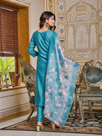 Sky blue Color Viscoz Rayon Casual Kurti Pant Set