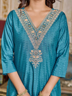 Sky blue Color Viscoz Rayon Casual Kurti Pant Set