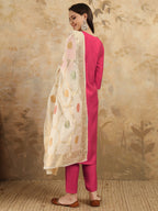 Beautiful Gajri Color Jacquard Kurtis Pant Set