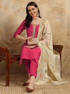 Beautiful Gajri Color Jacquard Kurtis Pant Set