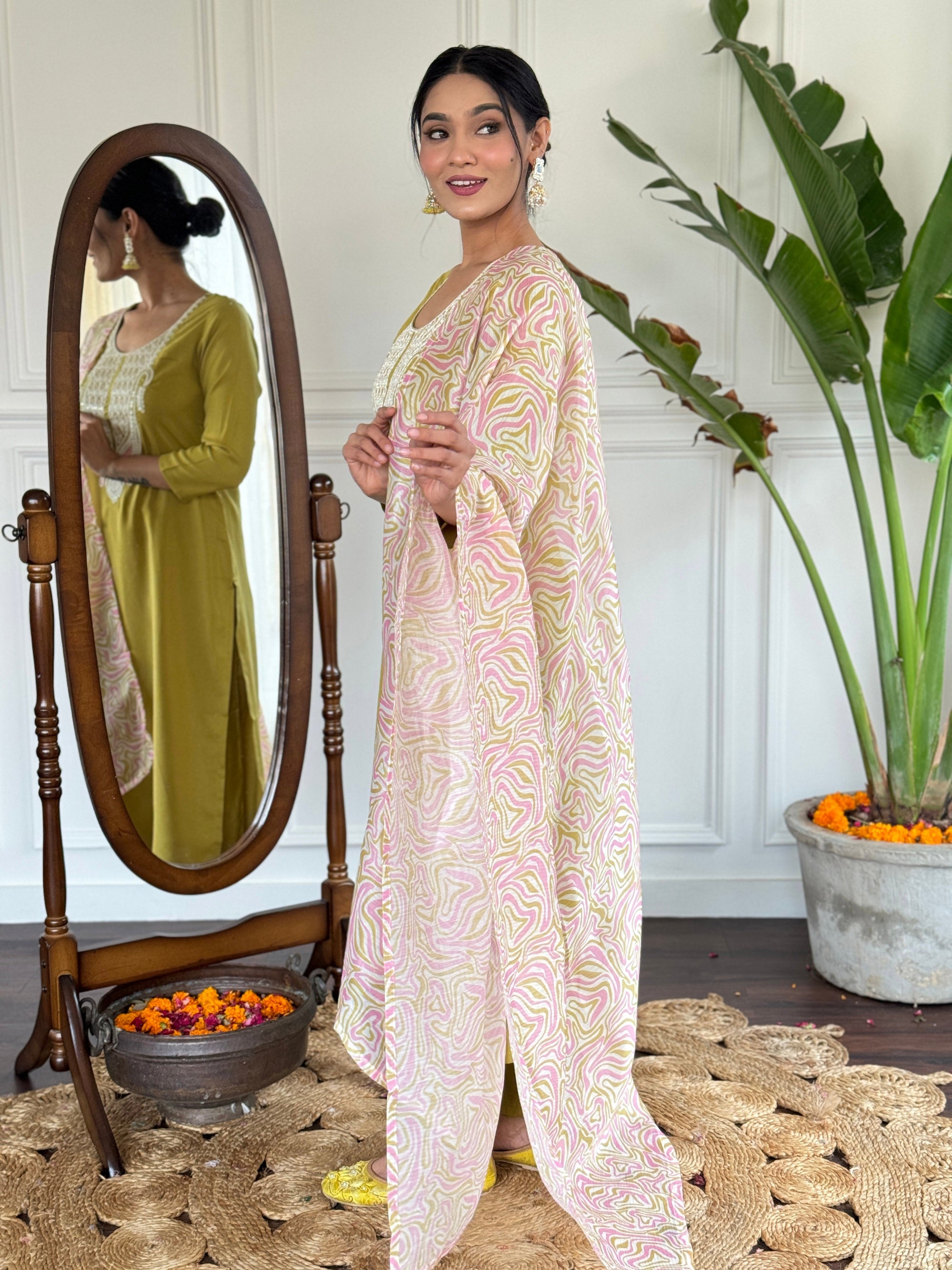 Beautiful Liril Petrol Color Viscose Slub Kurtis Pant Set