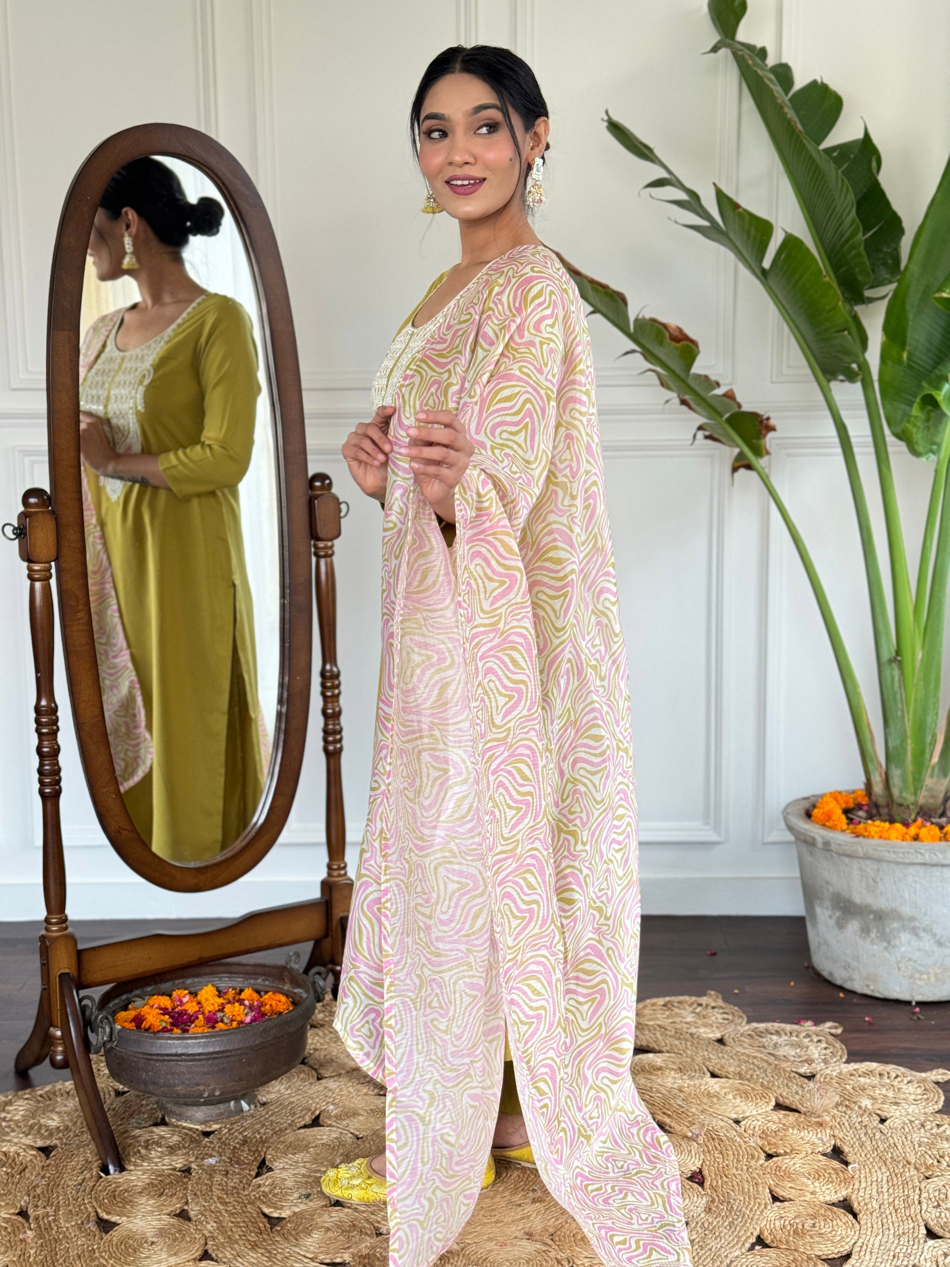 Beautiful Liril Petrol Color Viscose Slub Kurtis Pant Set