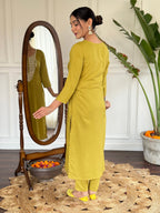 Beautiful Liril Petrol Color Viscose Slub Kurtis Pant Set