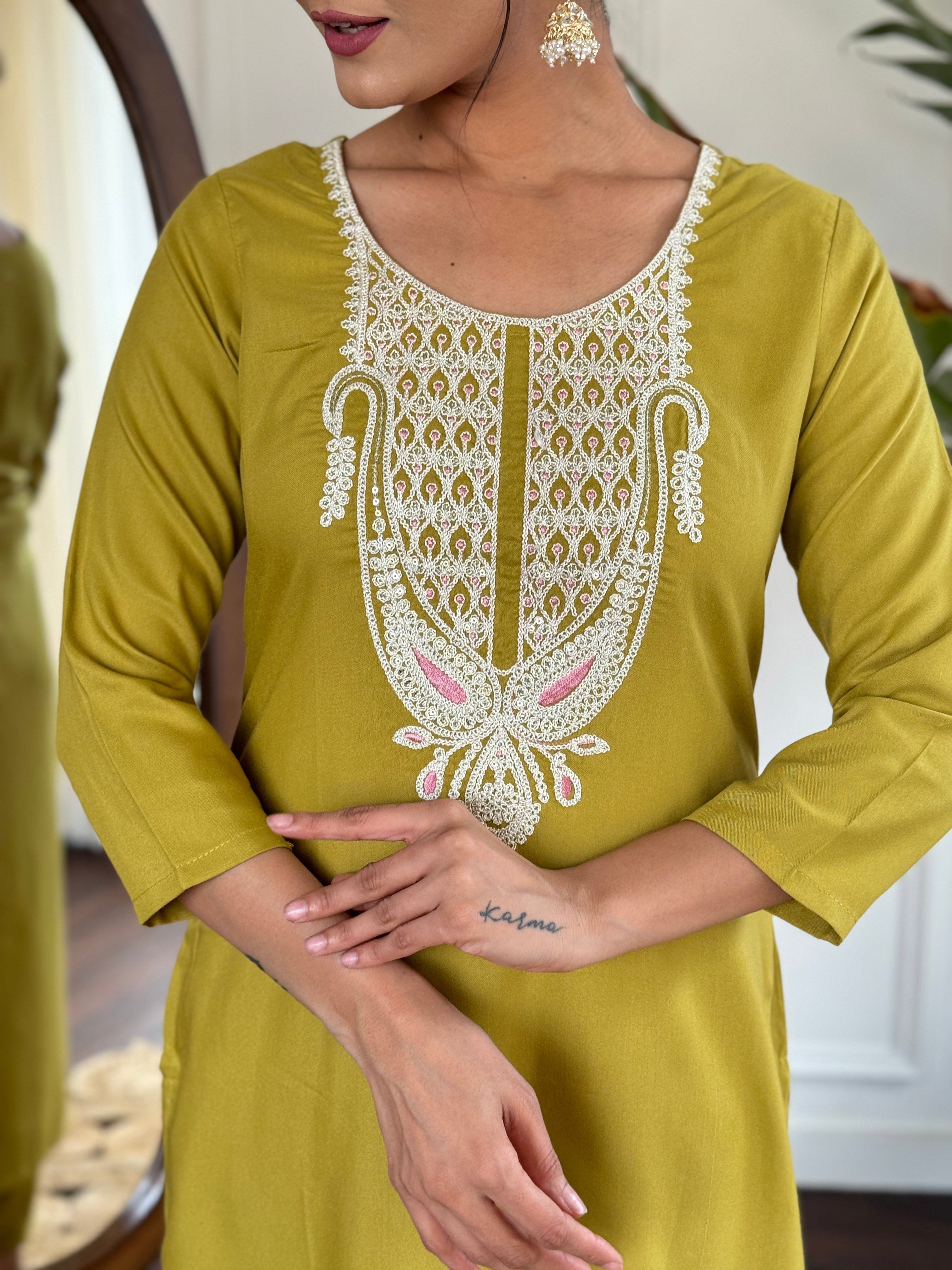 Beautiful Liril Petrol Color Viscose Slub Kurtis Pant Set