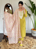 Beautiful Liril Petrol Color Viscose Slub Kurtis Pant Set