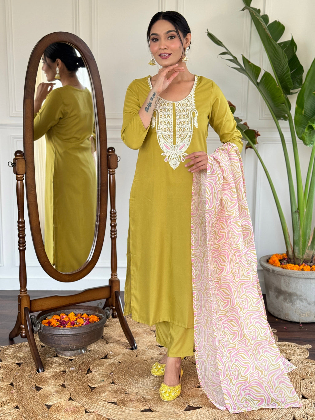 Beautiful Liril Petrol Color Viscose Slub Kurtis Pant Set
