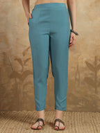 Beautiful Sky Blue Color Viscose Chanderi Kurtis Pant Set