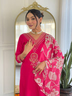 Beautiful Rani Color Viscose Rayon Fabric Kurtis Pant Set
