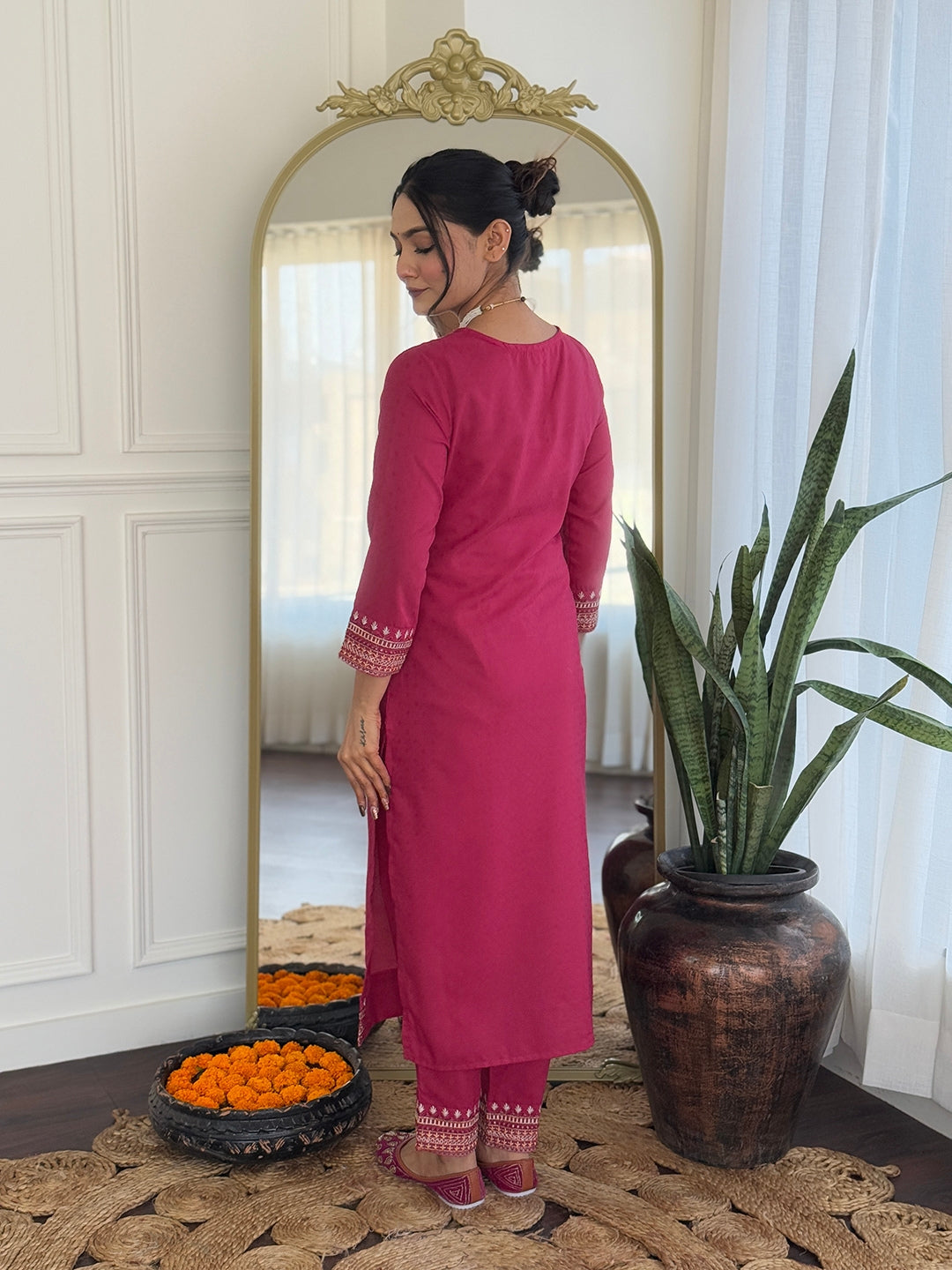 Beautiful Rani Color Viscose Rayon Fabric Kurtis Pant Set