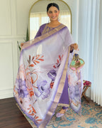 Beautiful Lavender Color Viscose Rayon Fabric Kurtis Pant Set
