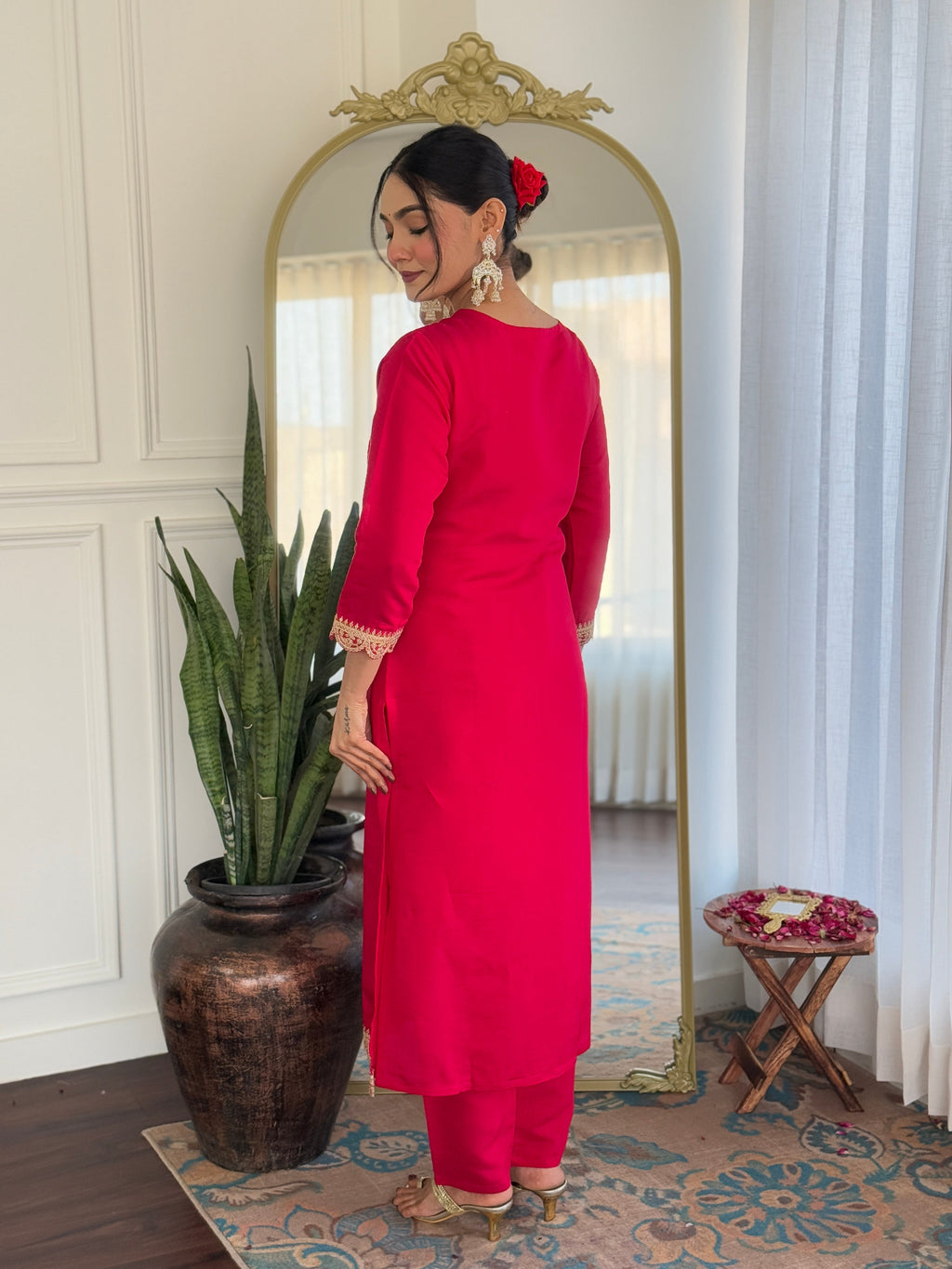 Beautiful Rani Color Viscose Rayon Fabric Kurtis Pant Set