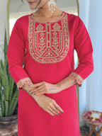Beautiful Rani Color Viscose Rayon Fabric Kurtis Pant Set