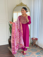 Beautiful Wine Color Viscose Rayon Fabric Kurtis Pant Set