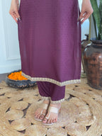Beautiful Wine Color Viscose Rayon Fabric Kurtis Pant Set