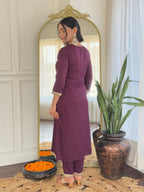 Beautiful Wine Color Viscose Rayon Fabric Kurtis Pant Set