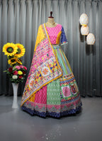 MultiColor Soft Butter Silk Chaniya Choli | Fancy Digital with Real Mirror Work for Traditional Wear