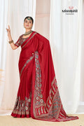 Maroon Ajrakh Printed Modal Silk Plain Saree With Ajrakh Blouse P6
