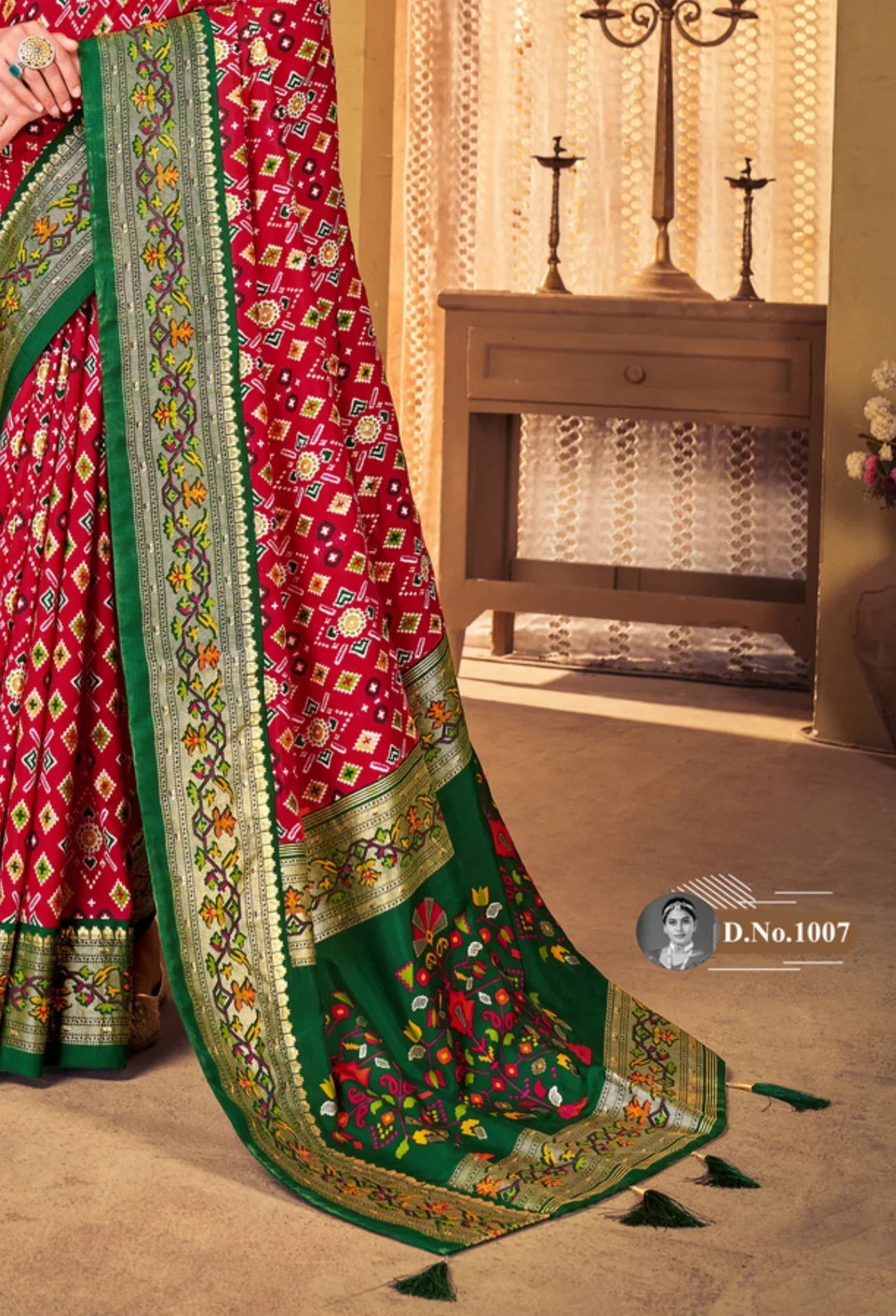 Redish Maroon Soft Dola Silk Paithani Patola Saree SBS5
