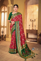 Redish Maroon Soft Dola Silk Paithani Patola Saree SBS5