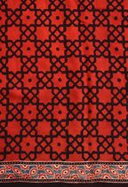 Red Ajrakh Printed Soft Gaji Silk Natural Print Saree