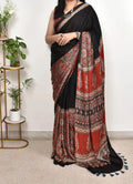 Ajrakh Modal Silk Saree