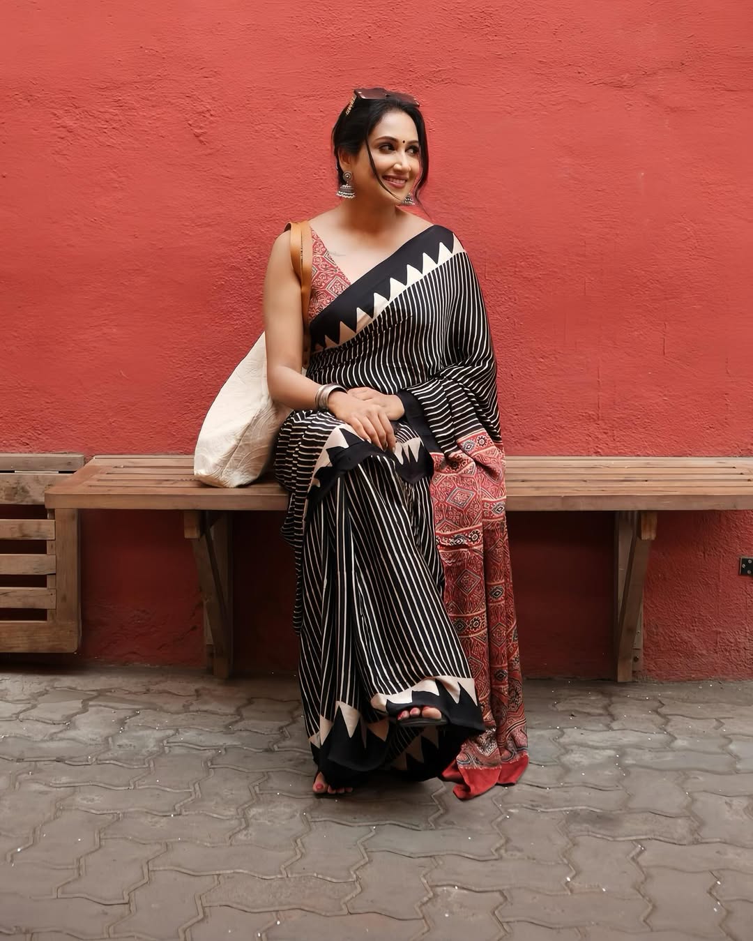 Ajrakh Primum Modal Silk Saree With Blouse