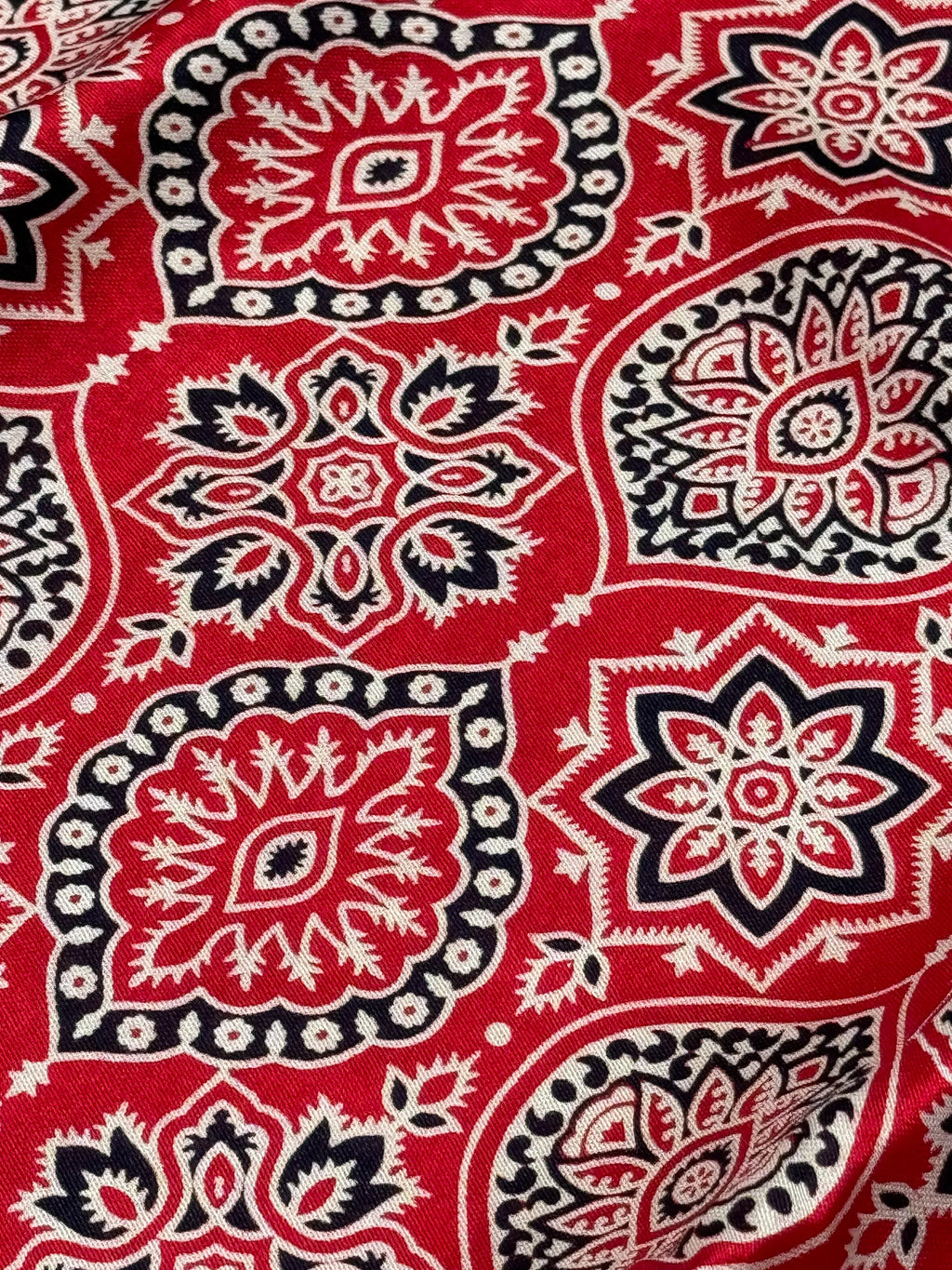 Red Ajrakh Hand Block Modal Silk Saree With Fancy Ajrakh Pallu