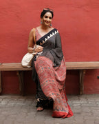 Ajrakh Primum Modal Silk Saree With Blouse