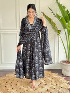 Beautiful Black Pure Cotton Fabric Kurtis Pant Set