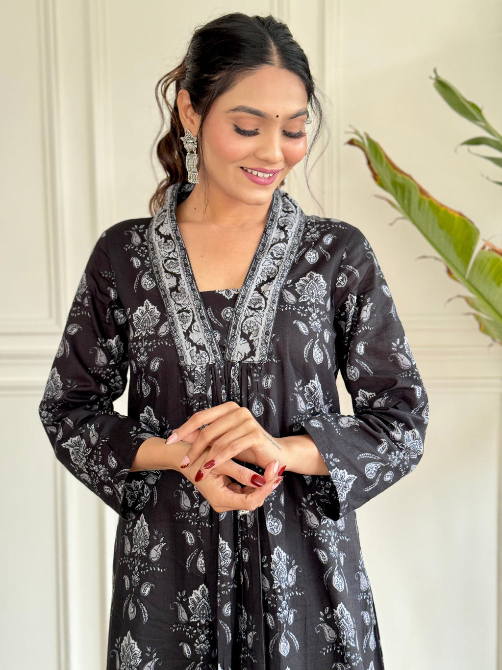Beautiful Black Pure Cotton Fabric Kurtis Pant Set