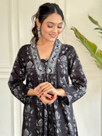 Beautiful Black Pure Cotton Fabric Kurtis Pant Set