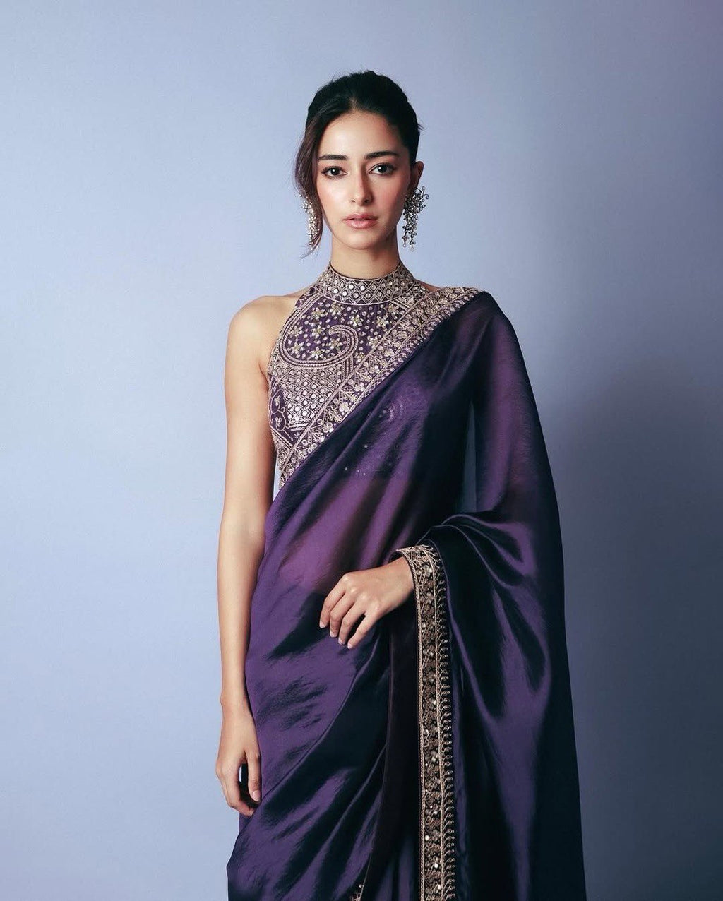 Blue Beautiful Designer Saree on Jimmy Chu Fabric with Thread & Sequence work