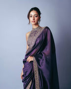 Blue Beautiful Designer Saree on Jimmy Chu Fabric with Thread & Sequence work