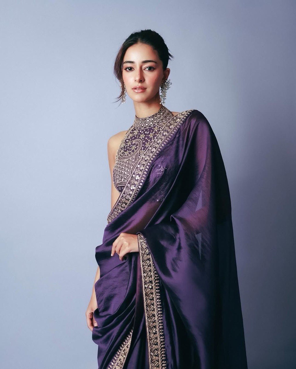 Blue Beautiful Designer Saree on Jimmy Chu Fabric with Thread & Sequence work