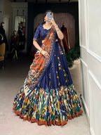 Tussar Silk Chaniya Choli | Fancy Digital with Real Mirror Work for Traditional Wear