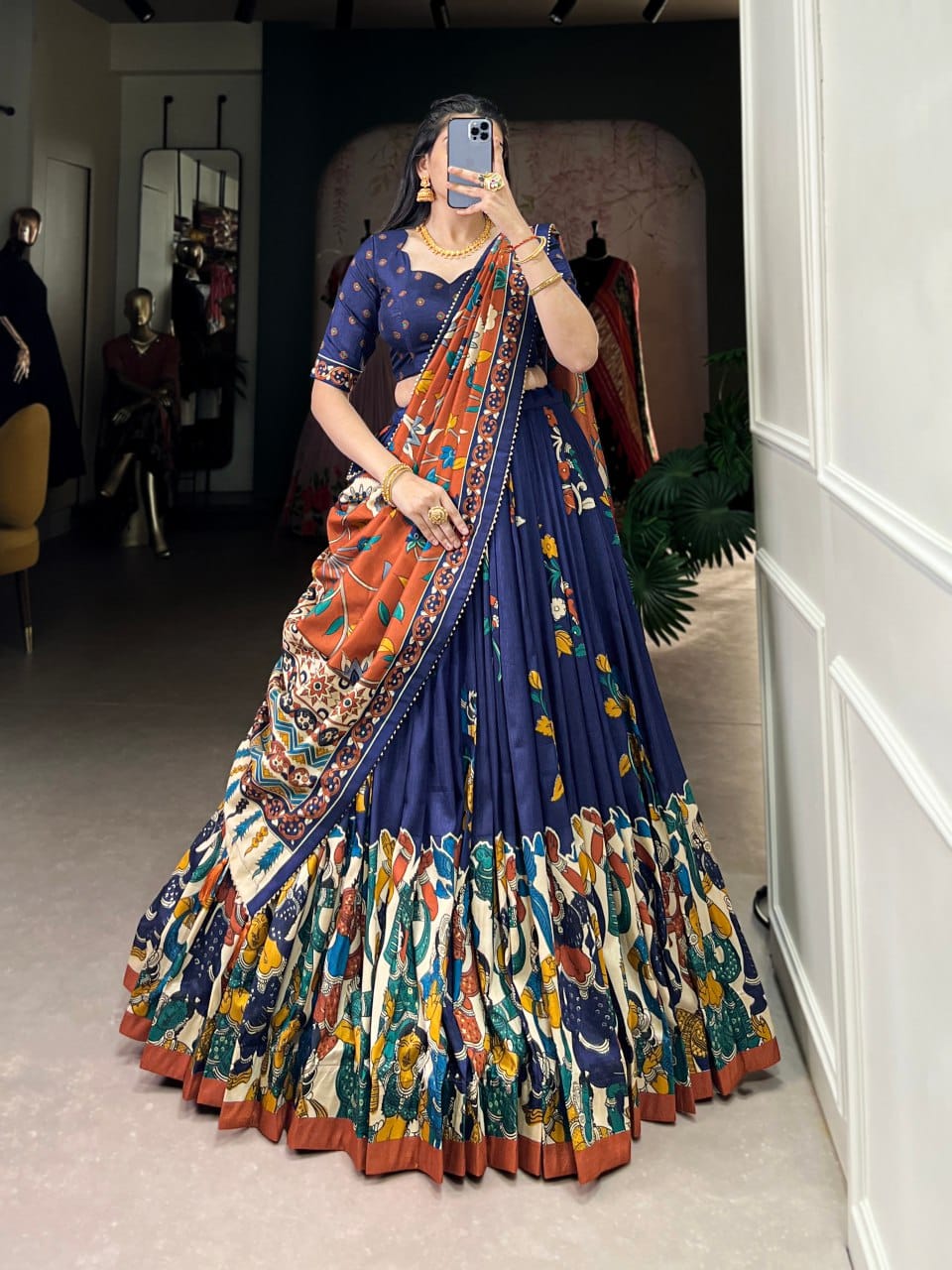 Tussar Silk Chaniya Choli | Fancy Digital with Real Mirror Work for Traditional Wear
