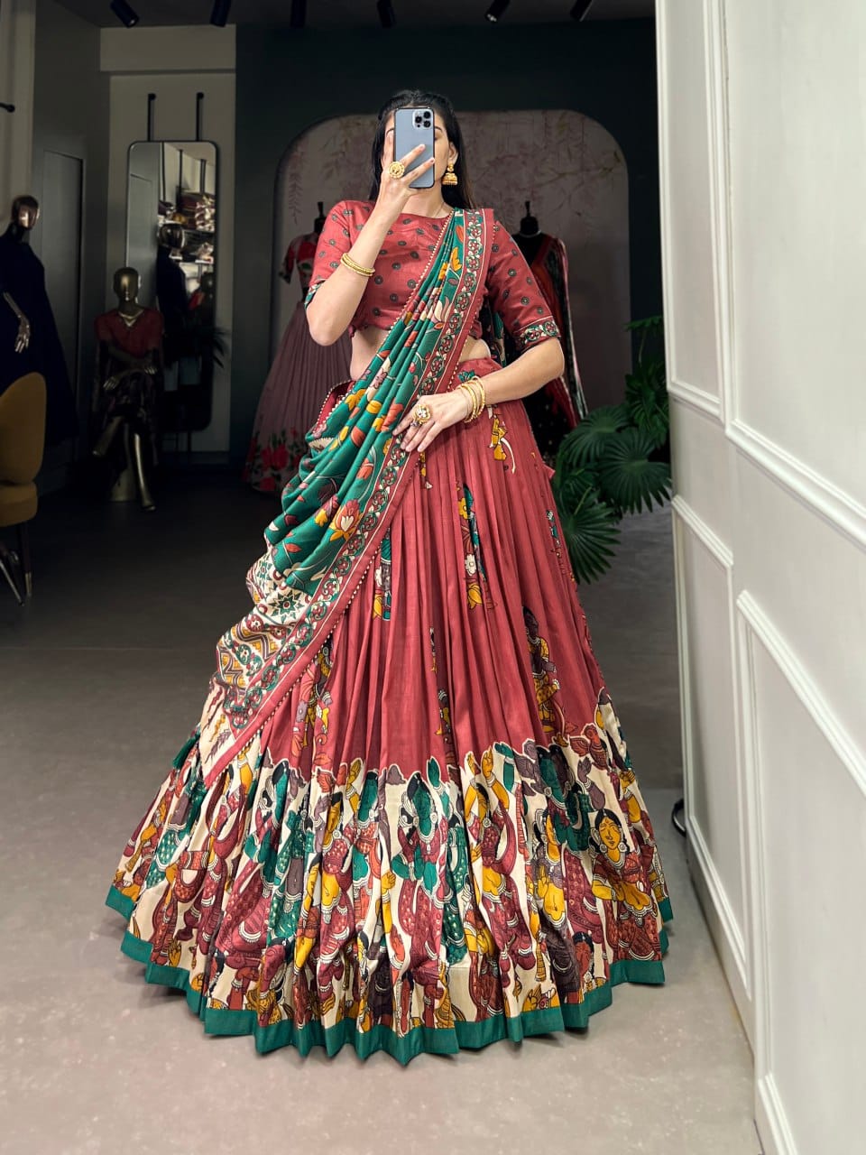 Tussar Silk Chaniya Choli | Fancy Digital with Real Mirror Work for Traditional Wear