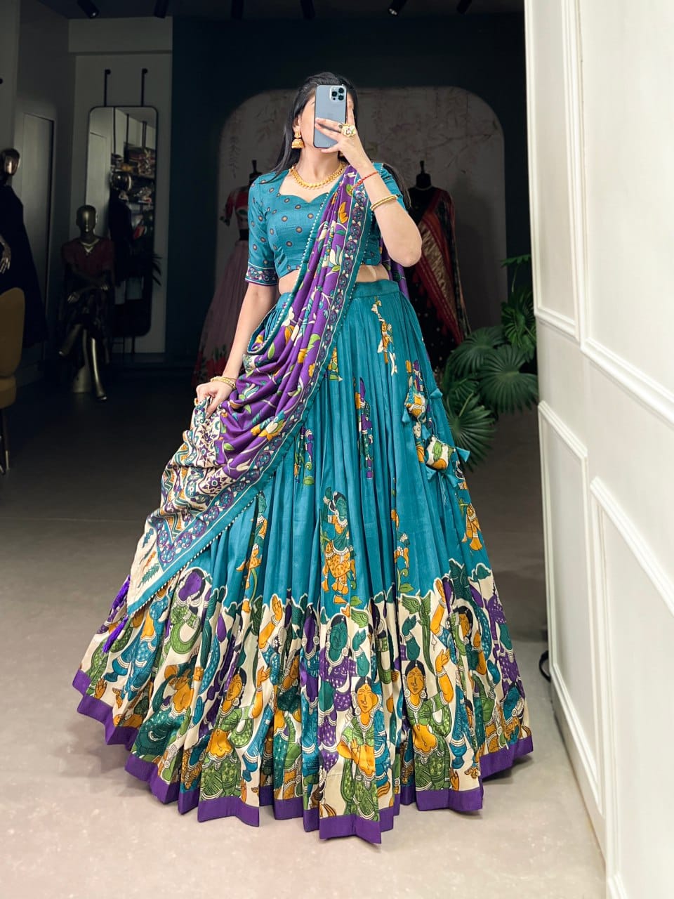 Tussar Silk Chaniya Choli | Fancy Digital with Real Mirror Work for Traditional Wear