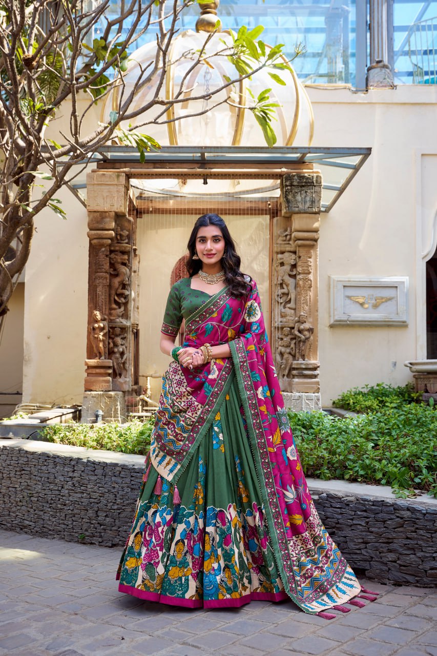 Tussar Silk Chaniya Choli | Fancy Digital with Real Mirror Work for Traditional Wear