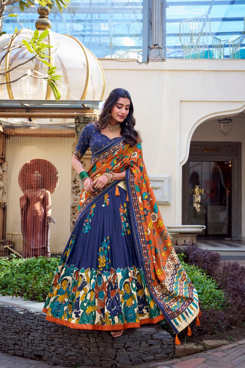 Tussar Silk Chaniya Choli | Fancy Digital with Real Mirror Work for Traditional Wear