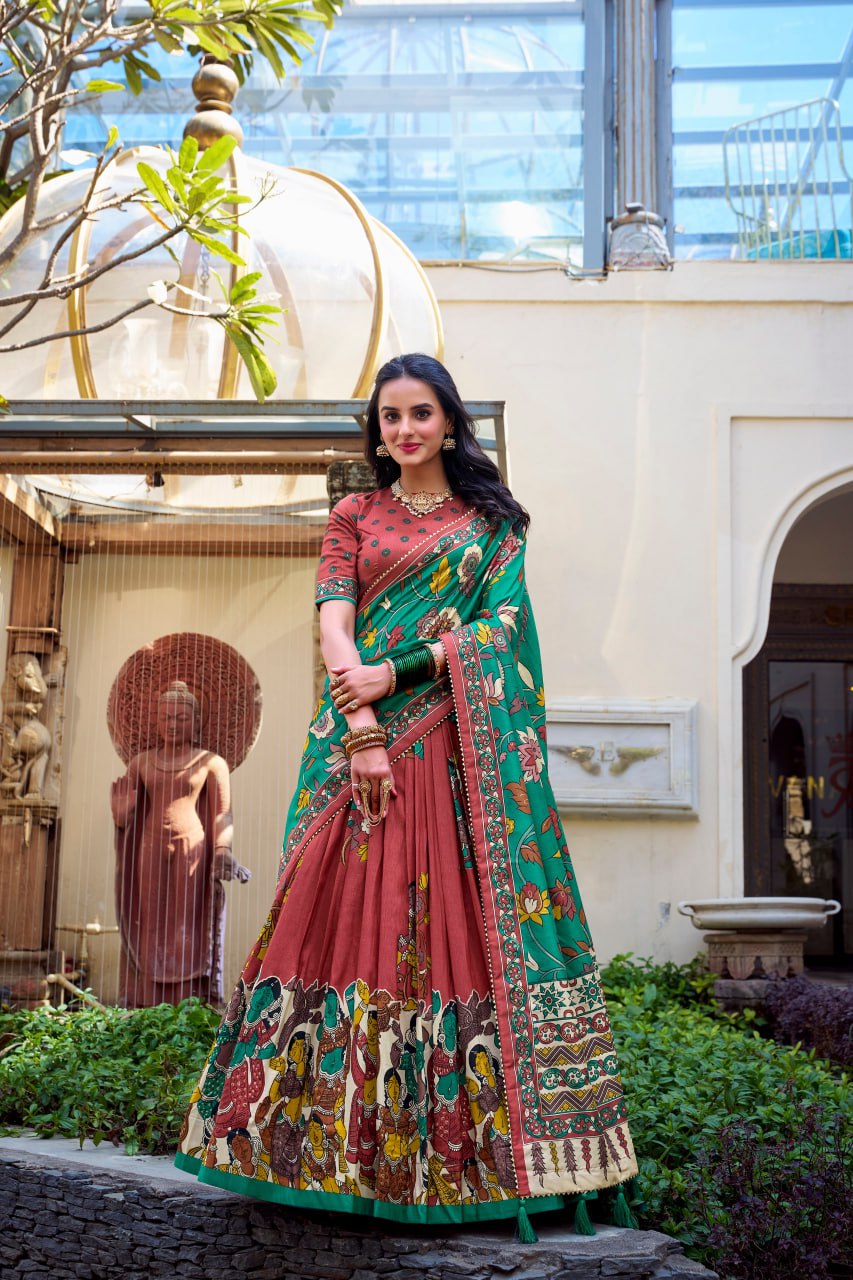 Tussar Silk Chaniya Choli | Fancy Digital with Real Mirror Work for Traditional Wear