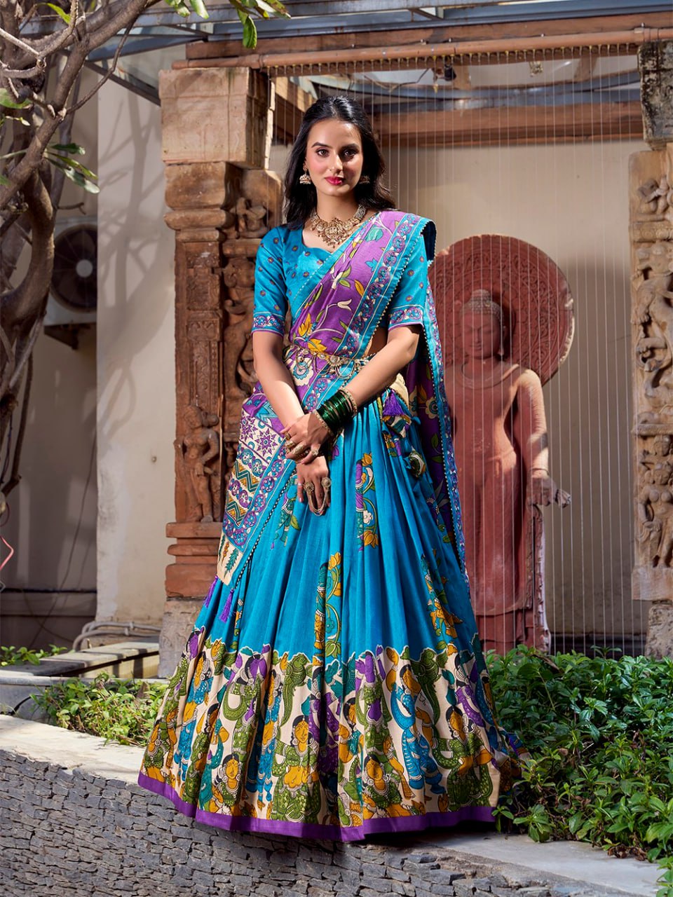 Tussar Silk Chaniya Choli | Fancy Digital with Real Mirror Work for Traditional Wear