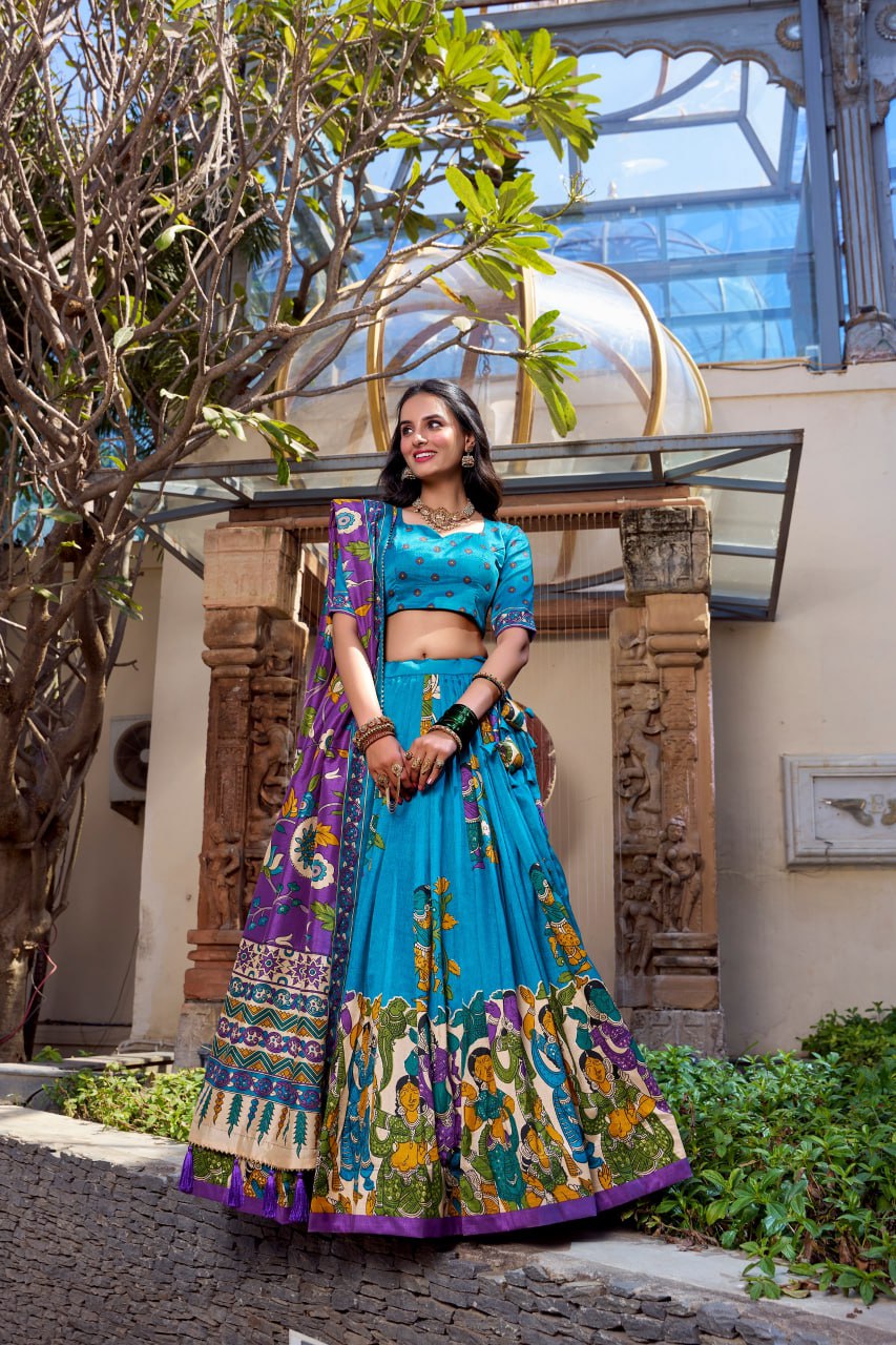 Tussar Silk Chaniya Choli | Fancy Digital with Real Mirror Work for Traditional Wear