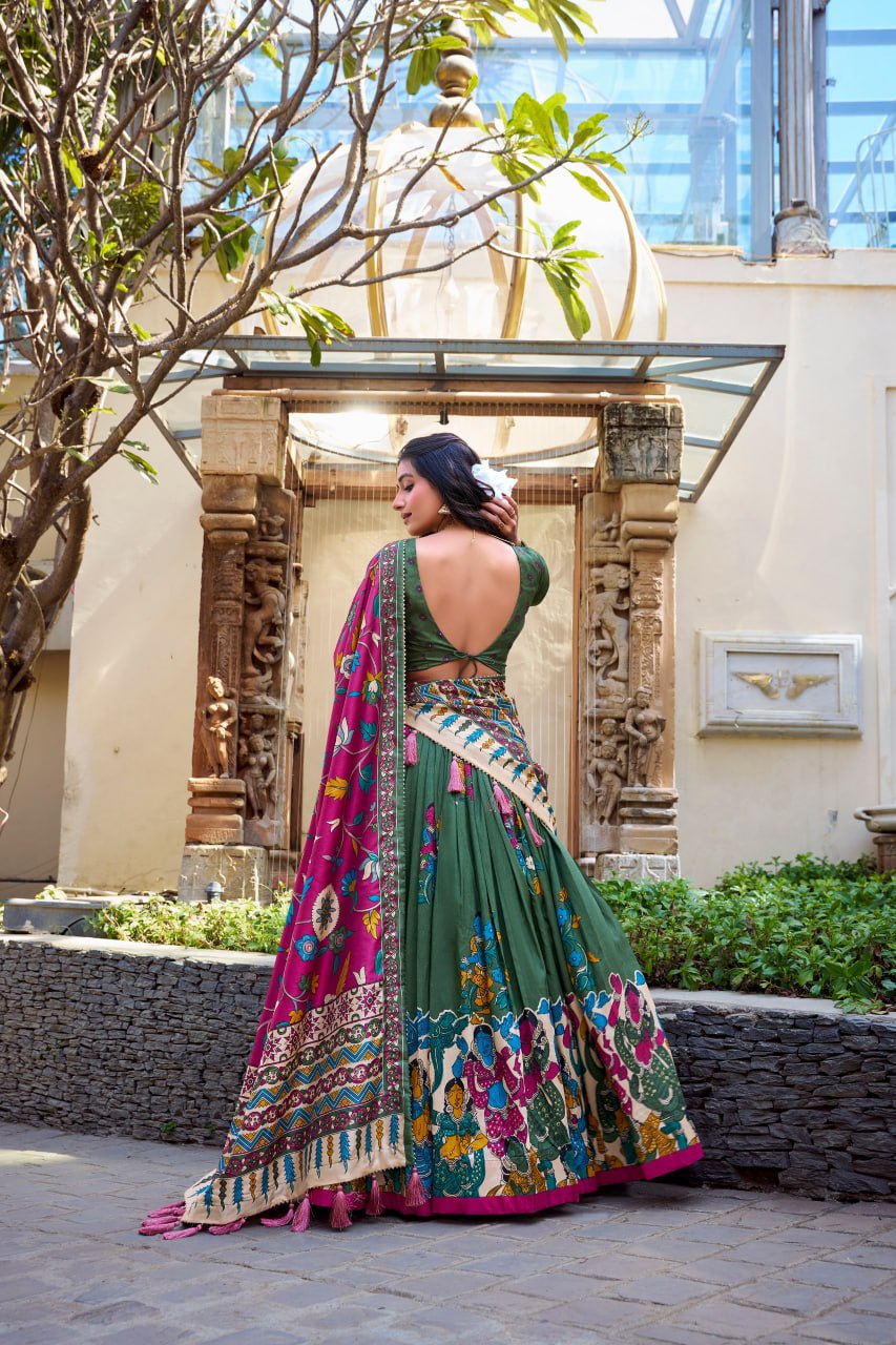Tussar Silk Chaniya Choli | Fancy Digital with Real Mirror Work for Traditional Wear