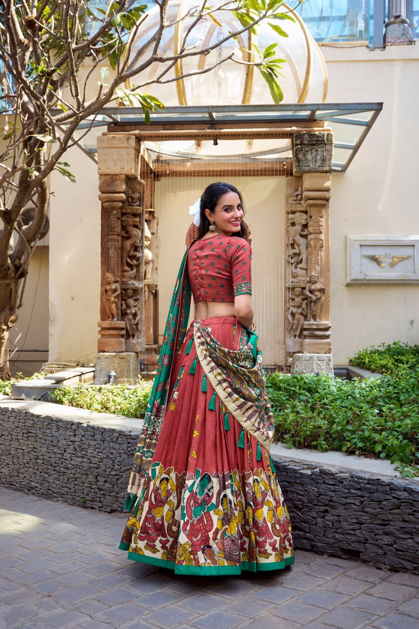 Tussar Silk Chaniya Choli | Fancy Digital with Real Mirror Work for Traditional Wear